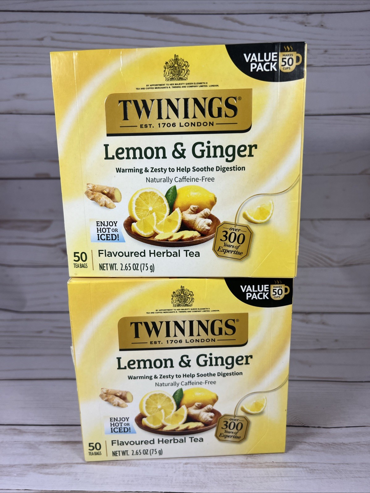 Twinings Lemon & Ginger Flavoured Herbal Tea 50 Bags Soothe Digestion 2x 10/27