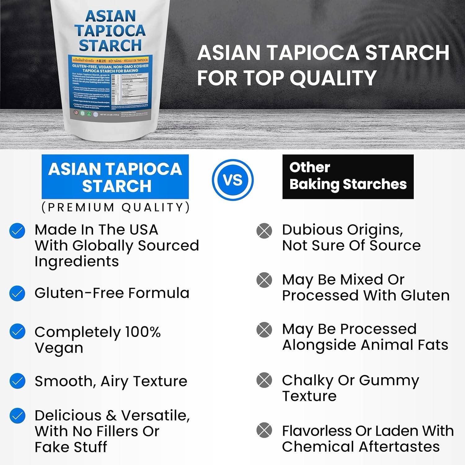 Tapioca Starch (2.5 LB) Gluten-Free GMO-Free for Making Boba Tea Pearls Baking