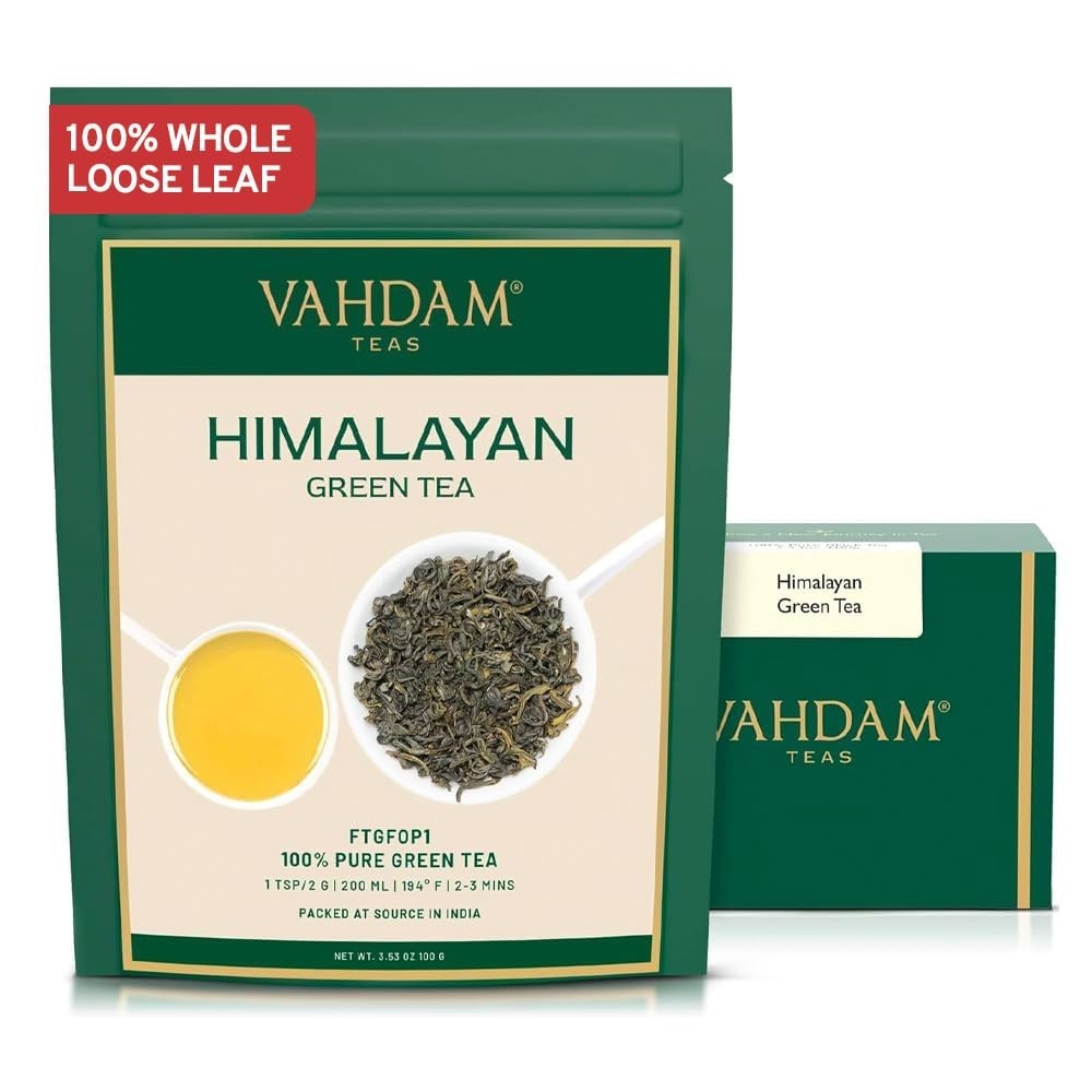 Organic Himalayan Green Loose Leaf Tea | 50+ Cups | 3.53 Oz Quality
