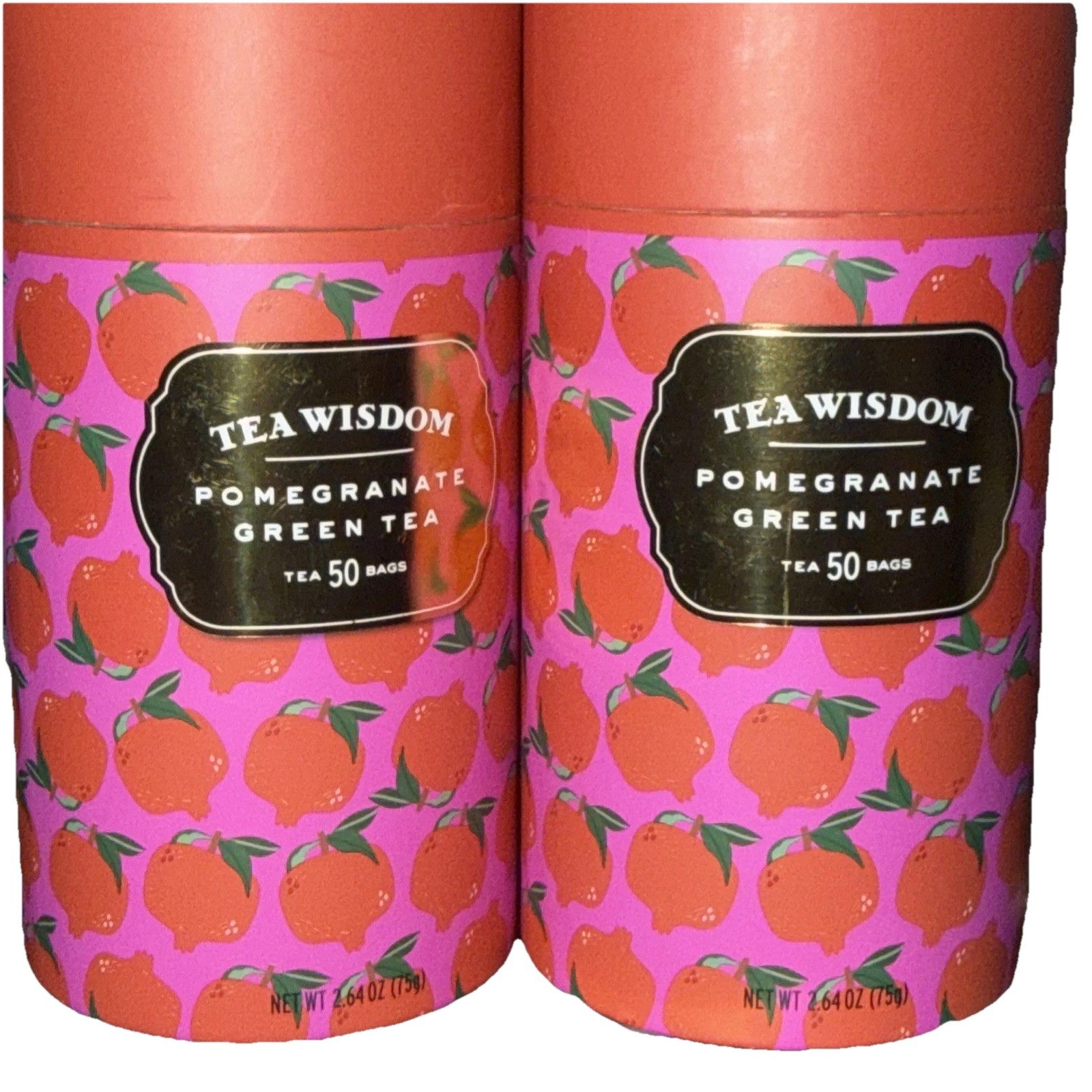 TEA WISDOM 🫖Caffeinated POMEGRANATE GREEN TEA 🫖100 tea bags=2 tubes BB:10/2027