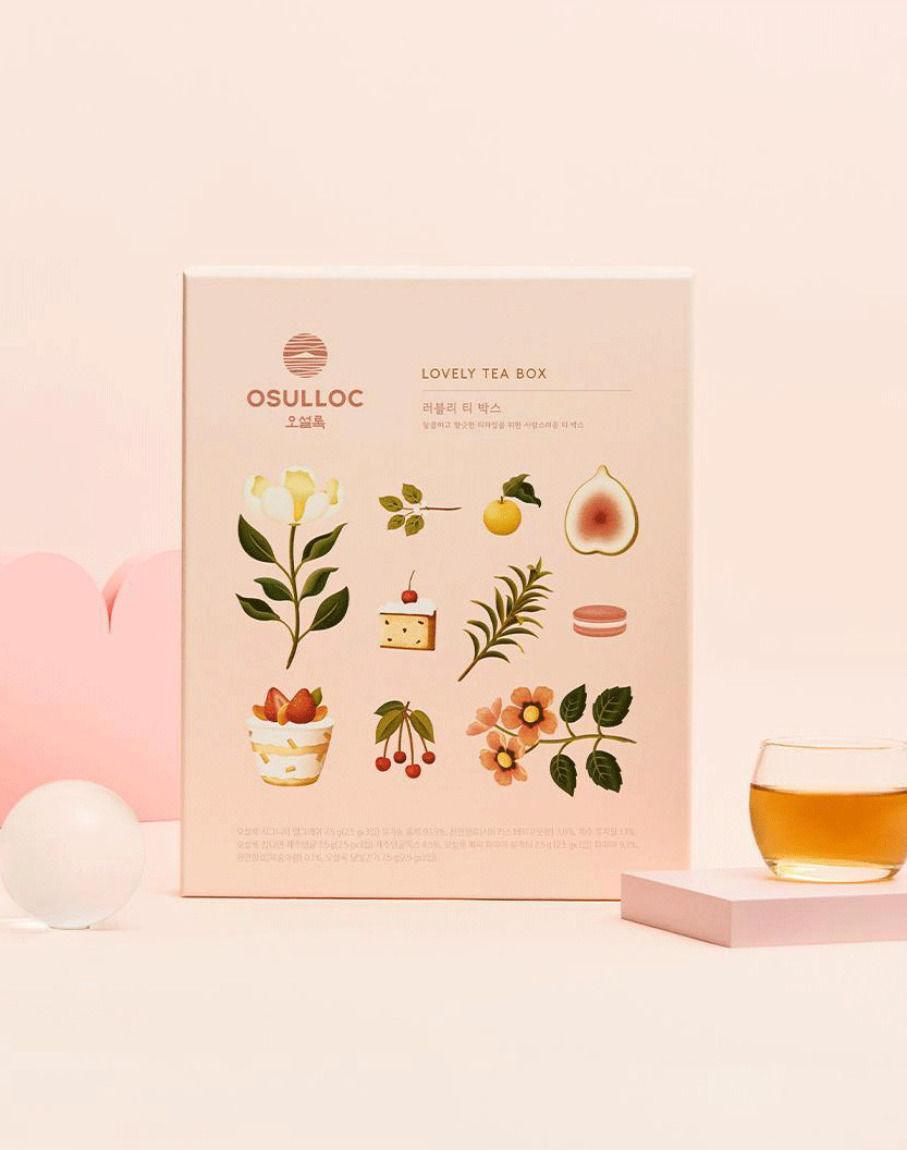 Osulloc Lovely Tea Box (12 Ct) – Korean Pyramid Tea Bags, 4 Flavor Variety Set