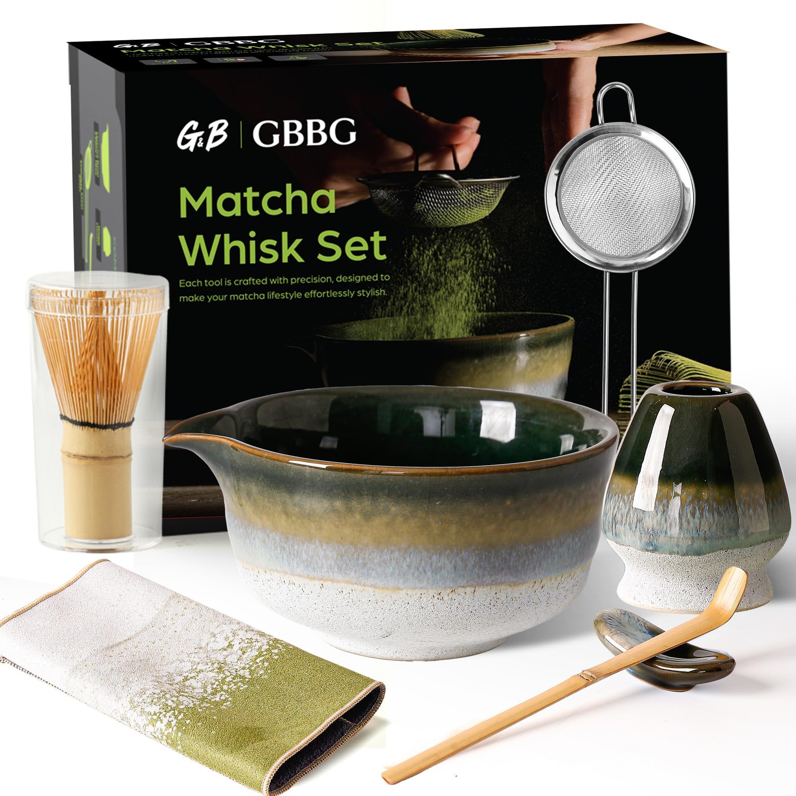 Matcha Whisk Set, Ceramic Matcha Kit Desert Style, Matcha Whisk and Bowl, Bam…