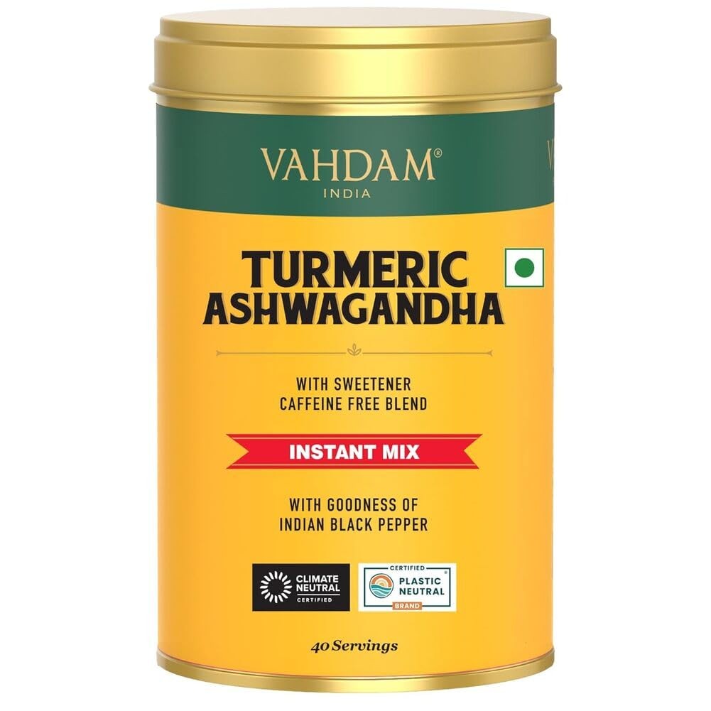 VAHDAM Turmeric Ashwagandha Latte Mix Caffeine Free Golden Milk