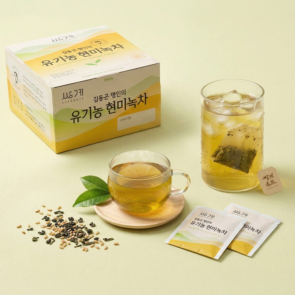 SsangGye Organic Brown Rice Green Tea 50 Tea Bags Korean Roasted Green Tea