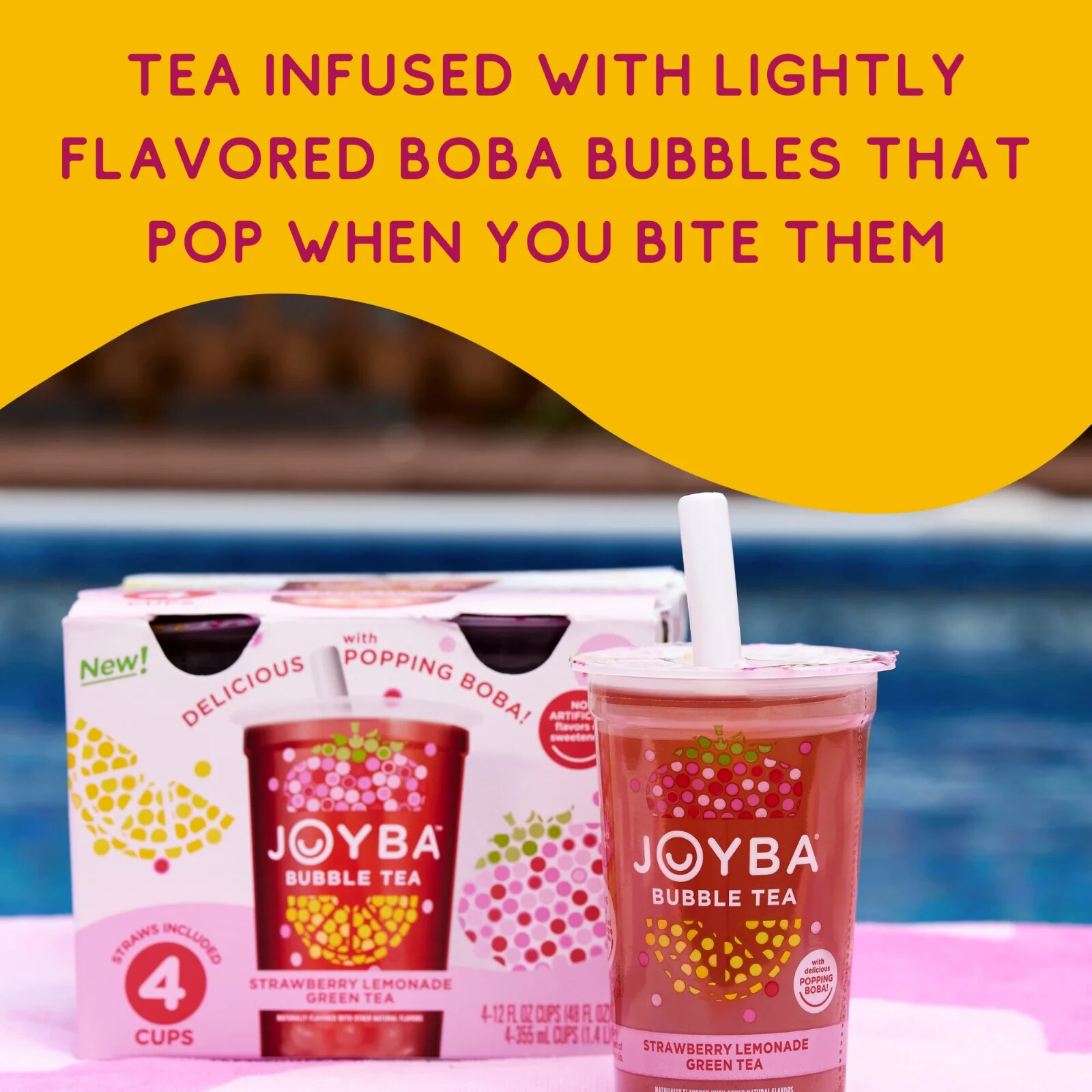 Joyba Mango passionfruit green tea Bubble Tea, 12 fl oz (Pack of 4).