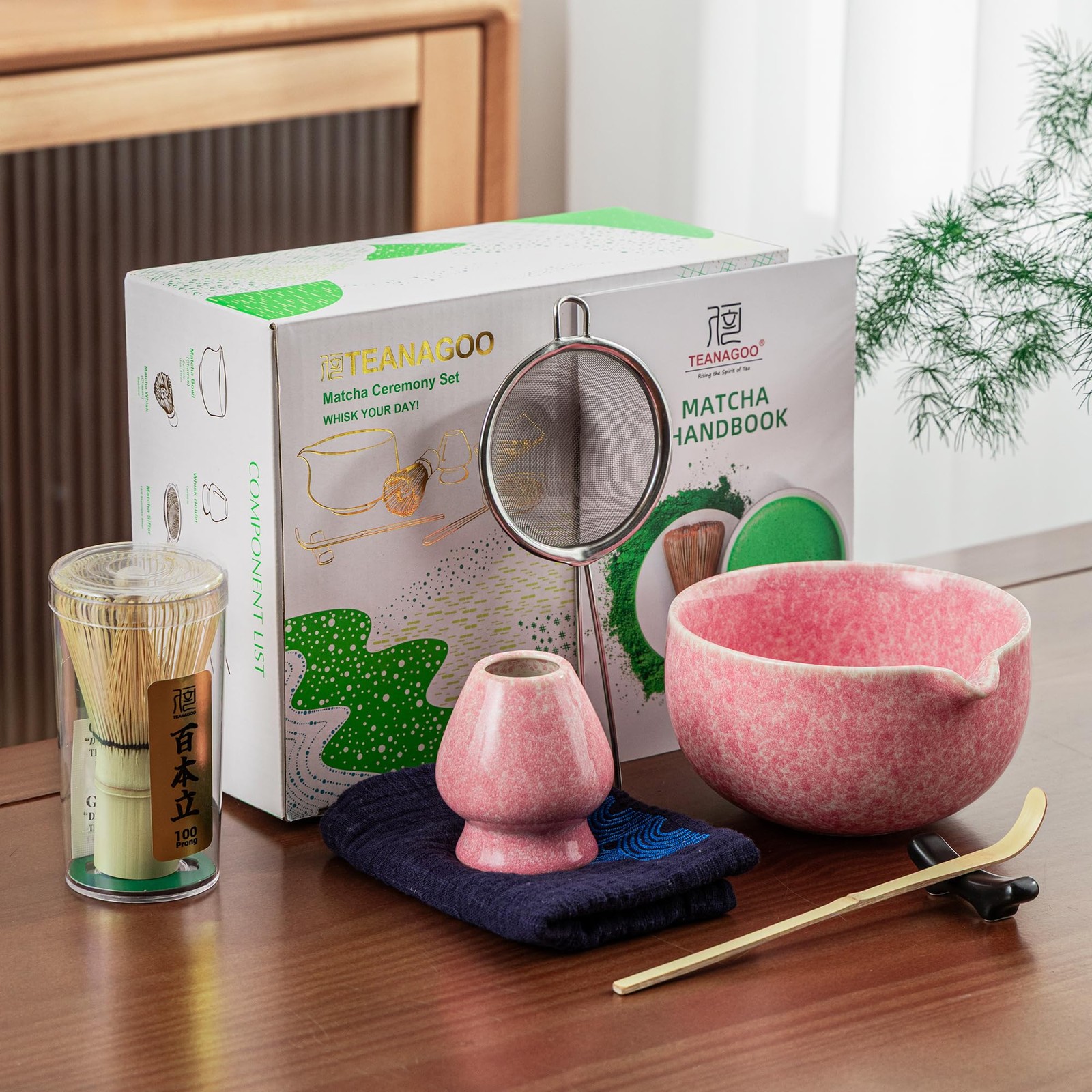 TEANAGOO Matcha Whisk Set,7 Pcs Matcha Set Pink,Ceremony Matcha Kit,Matcha Te…