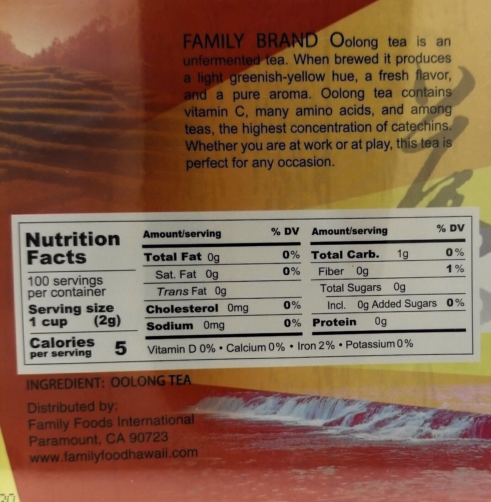 Family Foods Oolong Tea 100 Bags 7oz Natural Flavorful Perfect for Any Occasion