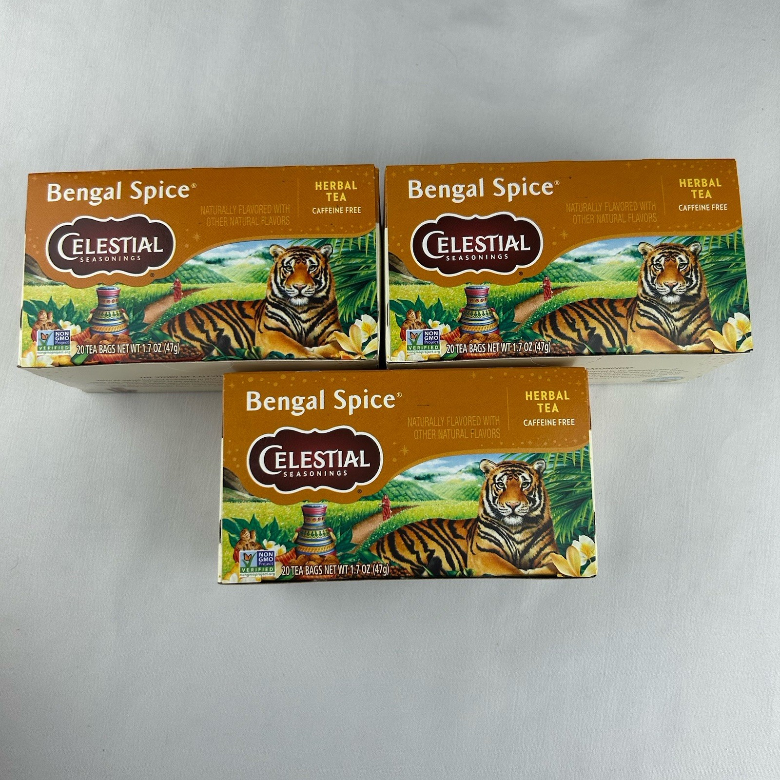 Lot 3 Celestial Seasonings Bengal Spice Herbal Tea Bags 60 Total Caffeine Free