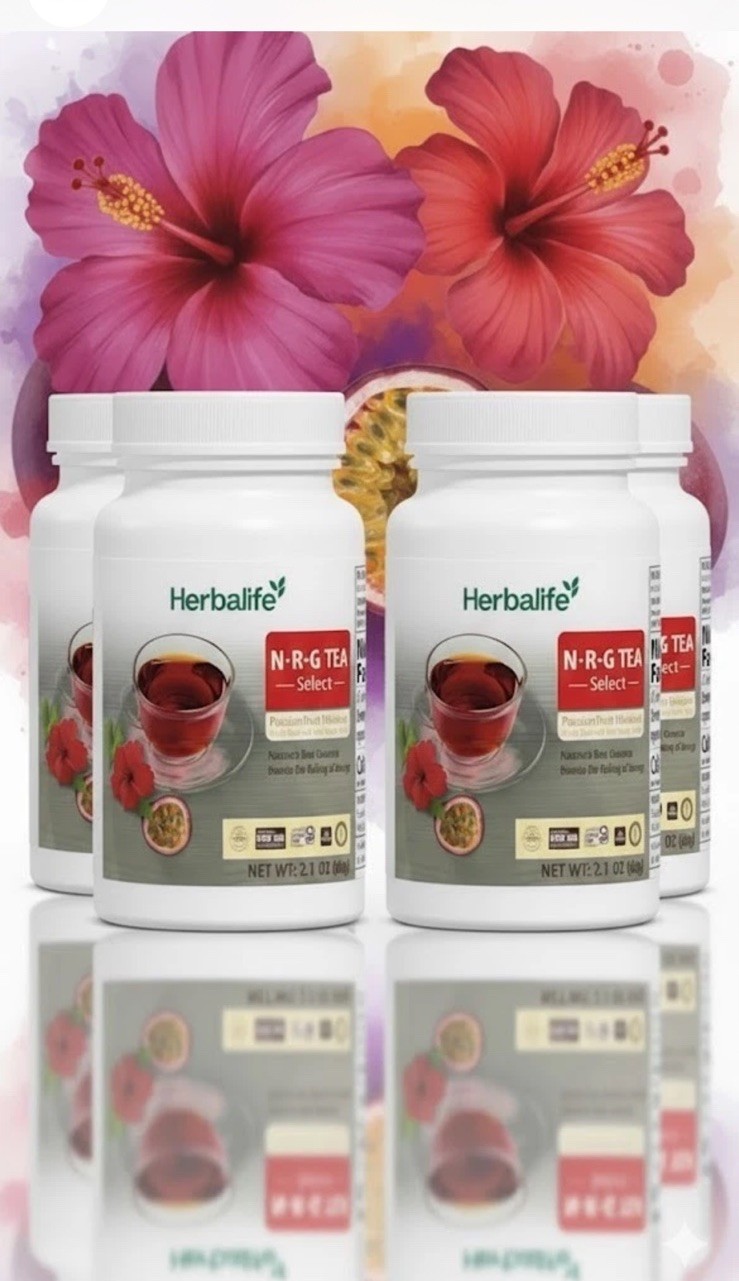 Herbalife N-R-G Tea Select Passionfruit Hibiscus Powder 4 Pack 2.1oz