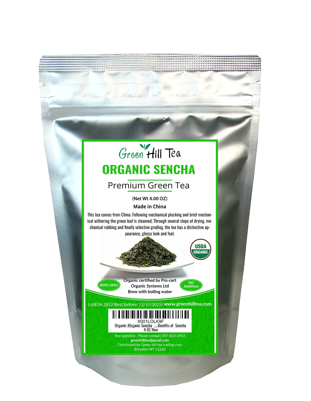 Organic Japanese style green tea premium sencha loose leaf tea 1/4 LB bag x 4