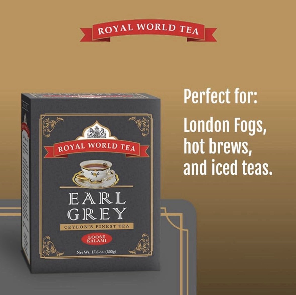 Royal World Earl Grey Loose Leaf Black Tea 17.6oz Bergamot Ceylon Tea
