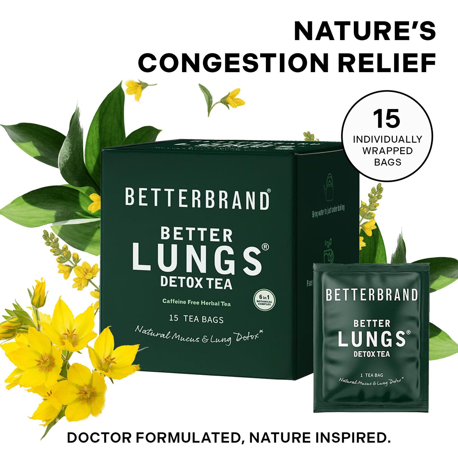 Betterbrand Mullein Tea Bags for Lung Detox Respiratory Support with Thyme, …