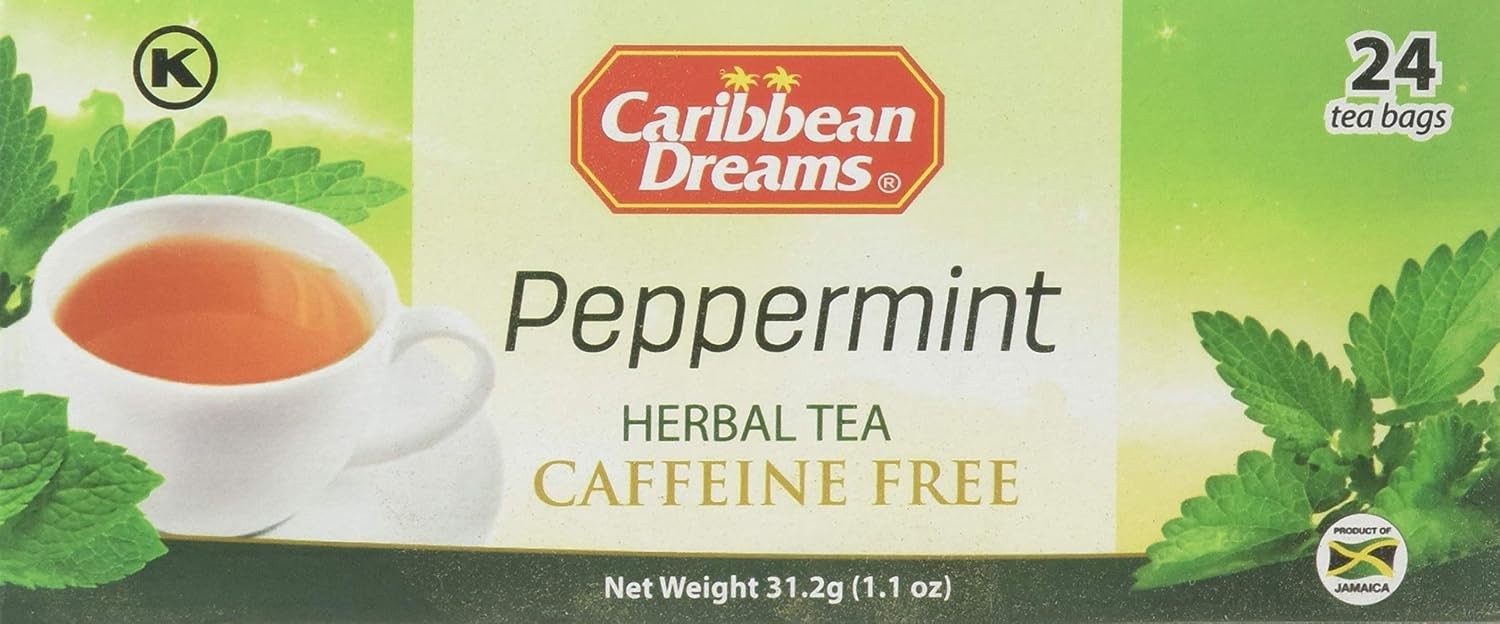 Peppermint Tea, 24 Tea Bags, 100% Natural Peppermint Leaves Tea from Jamaica