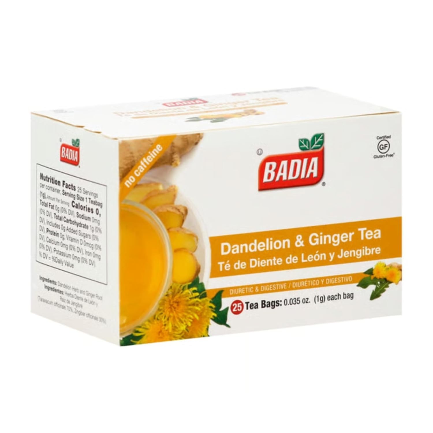 Organic Dandelion & Ginger Tea – 25 Teabags for Digestive Support & Detox