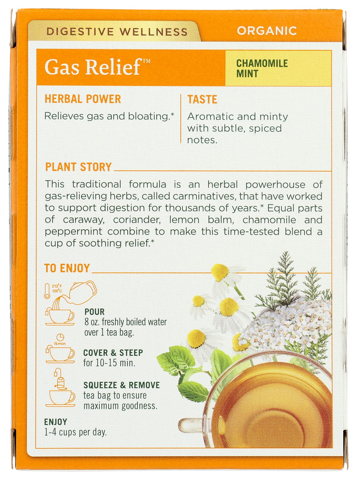 Traditional Medicinals Organic Gas Relief Chamomile Mint Tea 16 Bags Bag 3 Pack