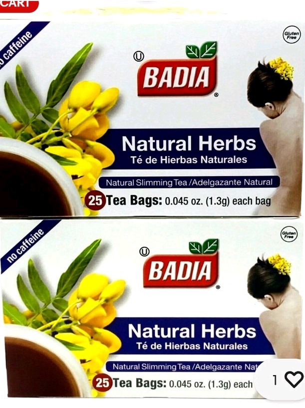 Badia Natural Herbs Slimming Tea – 2 Boxes of 25 Bags Herbal Wellness Blend