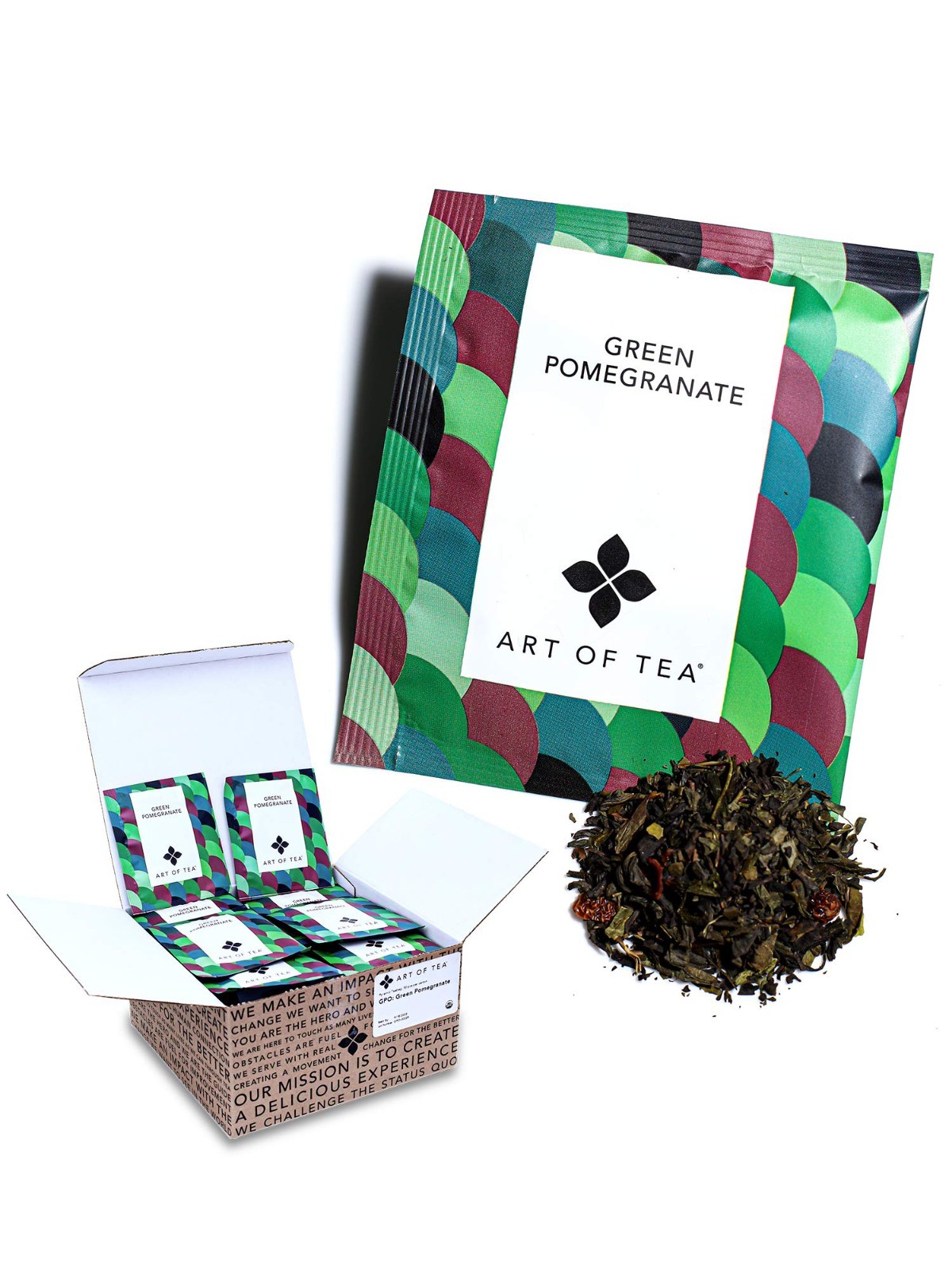 Organic Green Pomegranate Tea – 50 Pyramid Sachets | Herbal Wellness Blend