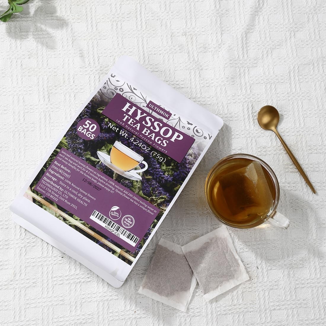 Premium 50 Hyssop Tea Bags, Made with Natural 50 Count (Pack of 1)
