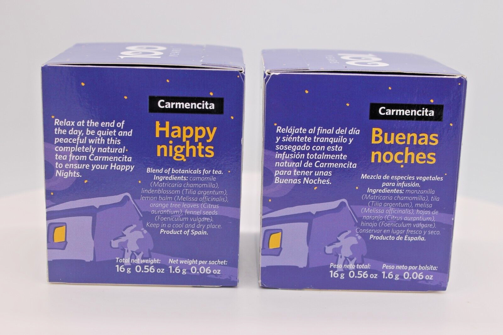 2 Carmencita Happy Nights Tea. Buenas Noches (10 bags/each box ) 16g (0.56oz).