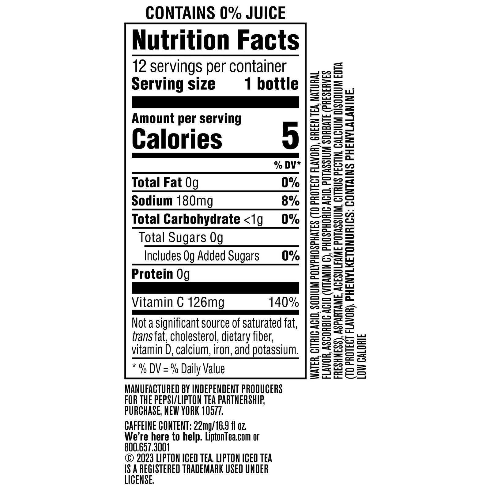 Lipton Diet Green Tea Citrus Iced Tea, Bottled Tea Drink, 16.9 fl oz, 12 Pack