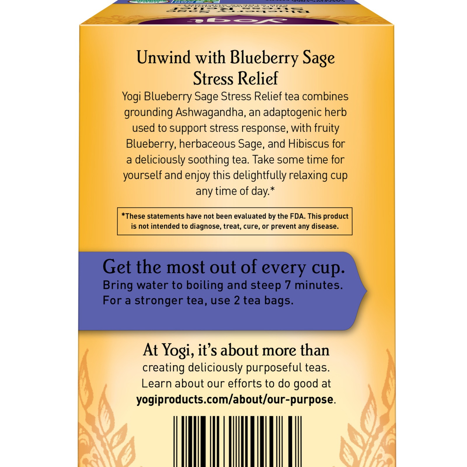 Yogi Tea Blueberry Sage Stress Relief – 16 Tea Bags per Pack (6 Packs) – Rela…