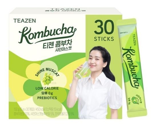 Teazen Kombucha Shine Muscat 5g x 30 Sticks | Korean Kombucha Drink Powder