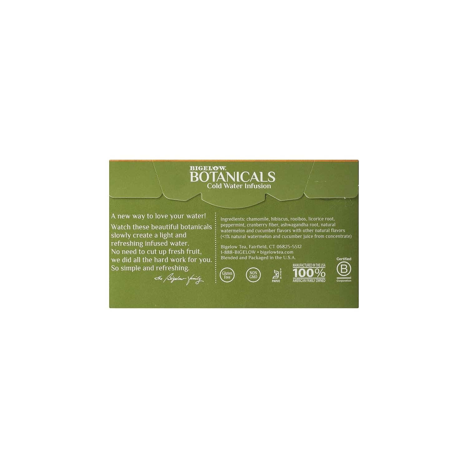 Bigelow Botanicals Cold Water Infusion Watermelon Cucumber Mint 18 Tea Bags