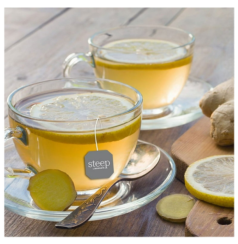 (2) Steep by Bigelow USDA Organic Non-GMO Lemon Ginger Herbal Tea – 60 Tea Bags