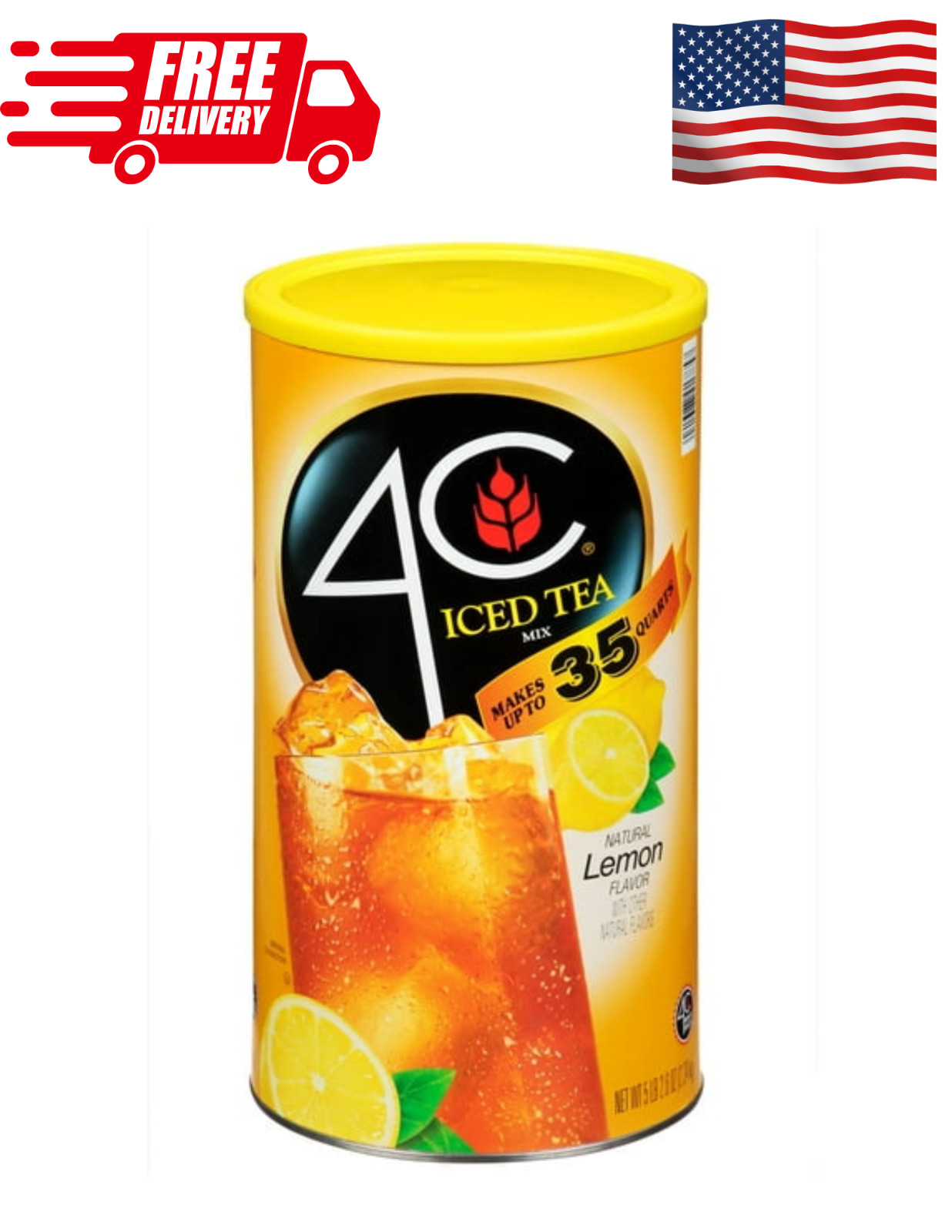 4C Lemon Iced Tea Mix 82.6 oz Instant Drink Mix Makes 35 Quarts Lemon Flavor