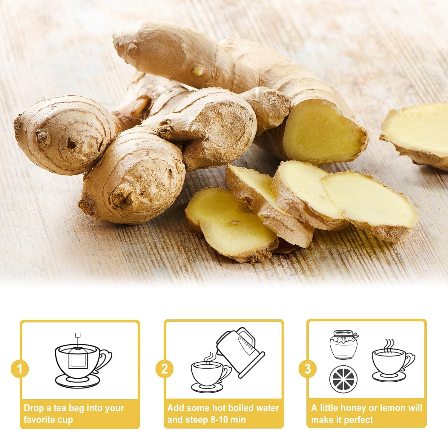 Invigorating 64 Count Ginger Tea Bags – Naturally Caffeine-free Herbal Delight