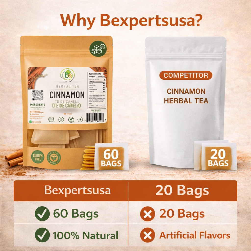 Canela Té (Cinnamon Tea) – 60 Tea Bags – 100% Natural, Vegan, Herbal – Gluten-Fr