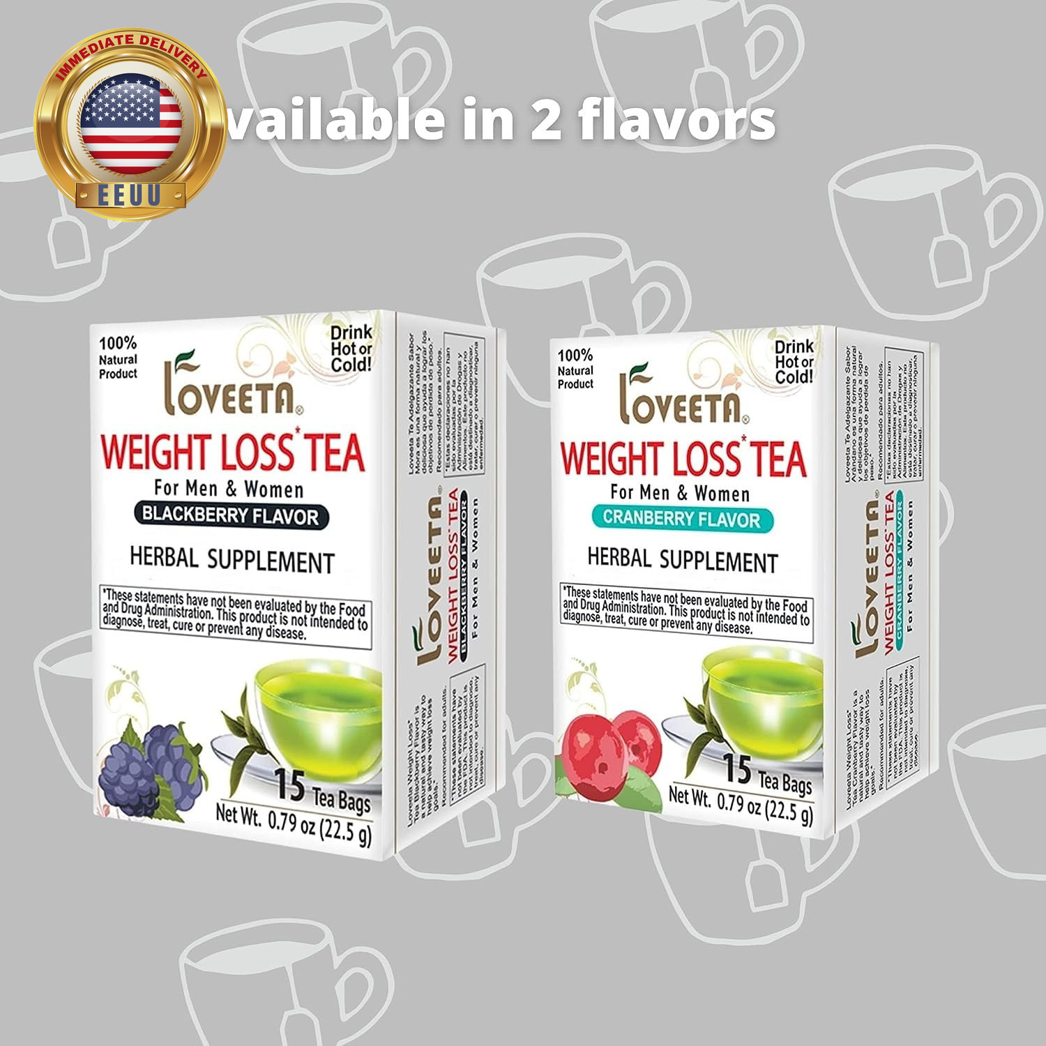 Loveeta Wellness Weight Loss Tea Blackberry – 15 Tea Bags (Gmo Free, Gluten Free