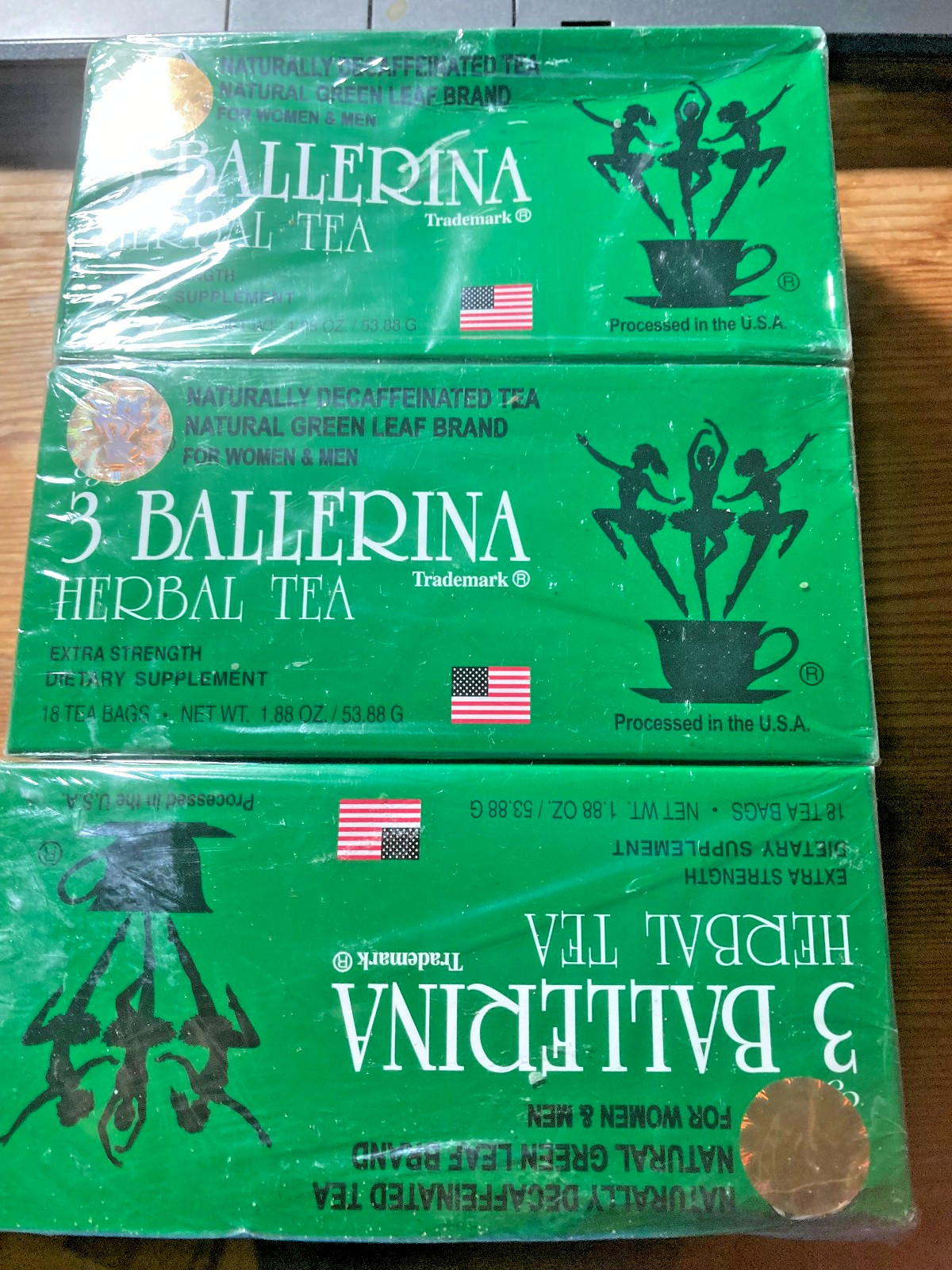 3 BOXES 3 BALLERINA TEA EXTRA STRENGTH Herbal Caffein-free Processed in USA