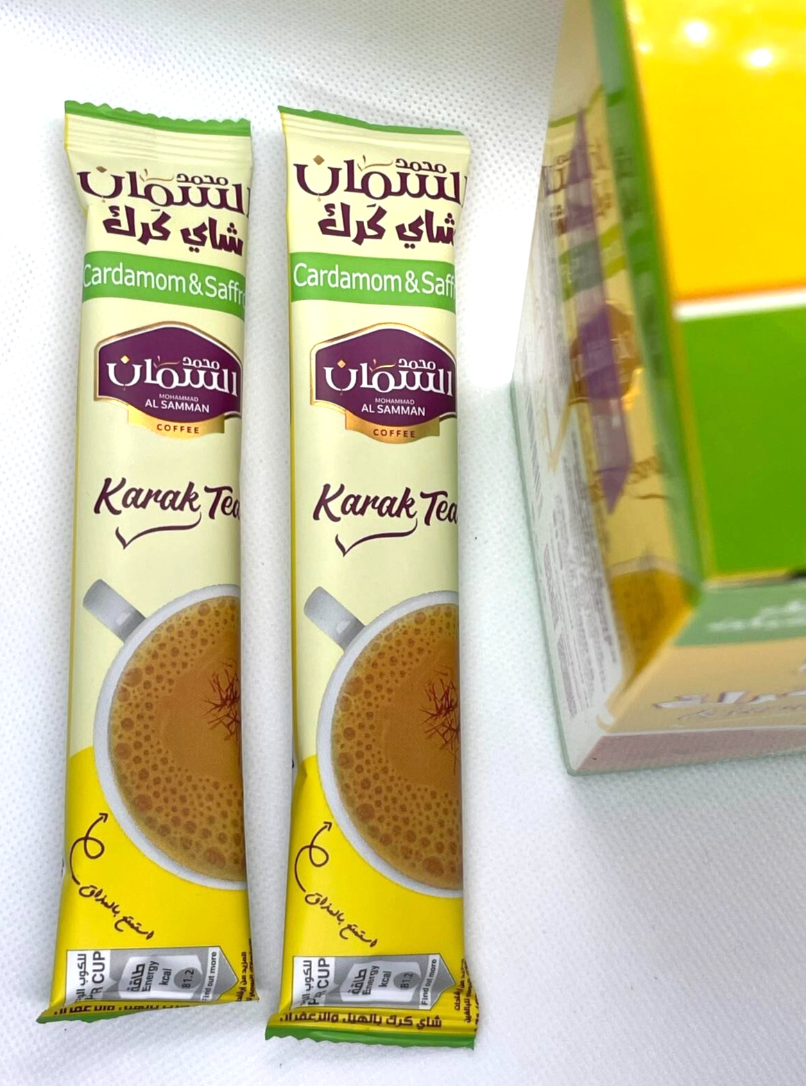 Sachets Packs of AL Samman Karak Tea with Cardamom and Saffron Sugar Add 20gm