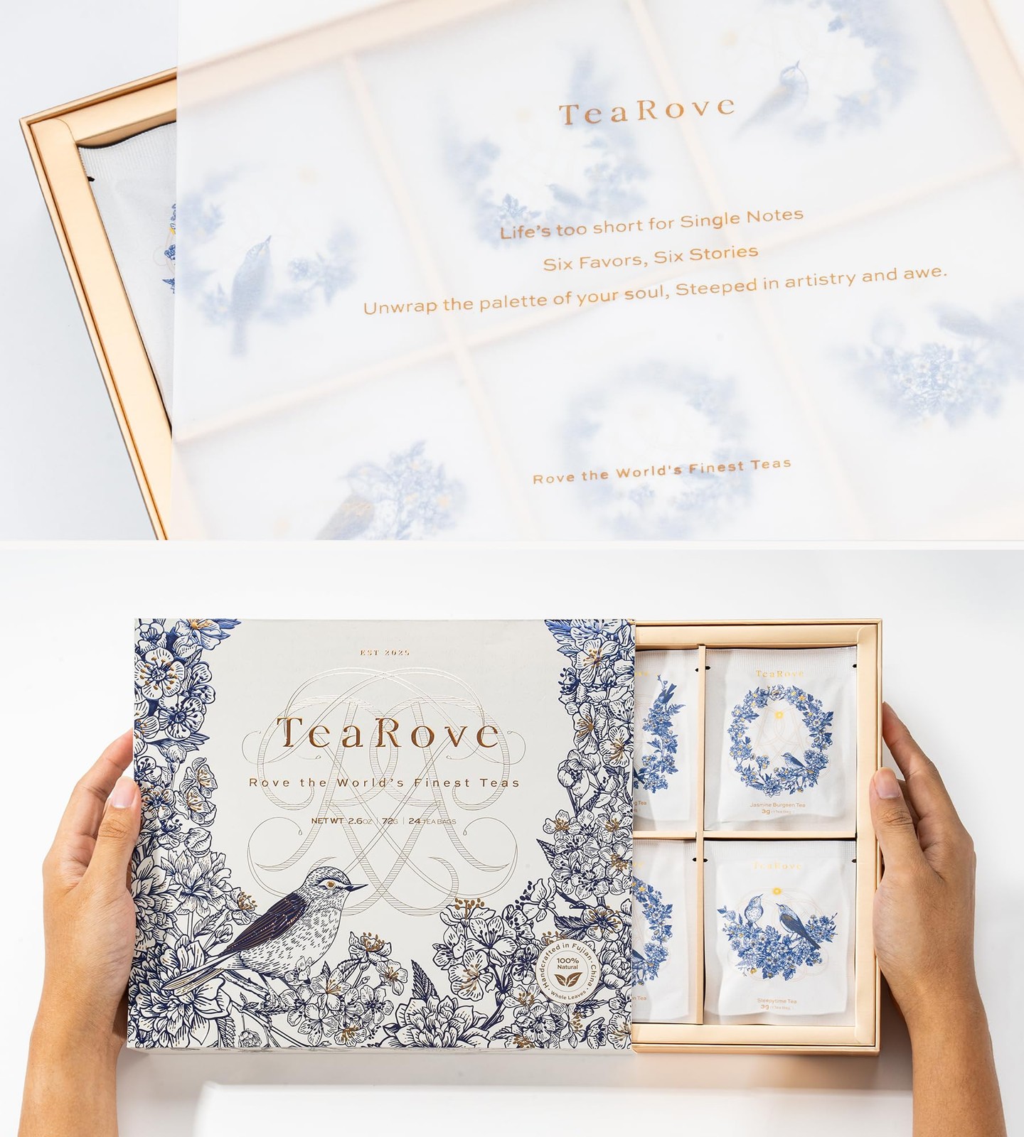 Premium Tea Sampler Gift Set with Gold-Foil Presentation Box, 24 Assorted Var…