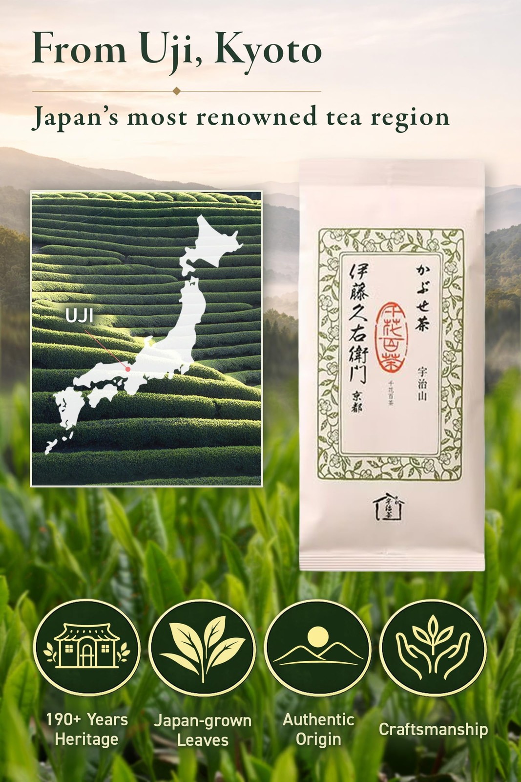 KYOTO Uji Kabusecha Green Tea UJIYAMA, 0.17 lb Premium Japanese Loose Leaf Te…