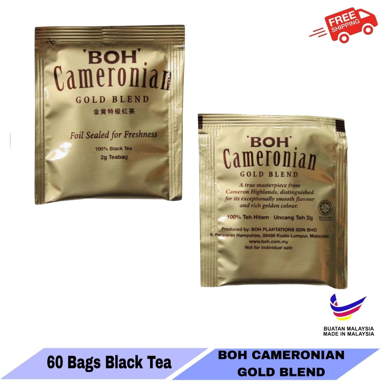 Cameronian Gold Blend Tea 60 teabags BOH Plantation Cameron Malaysia FREE SHIP