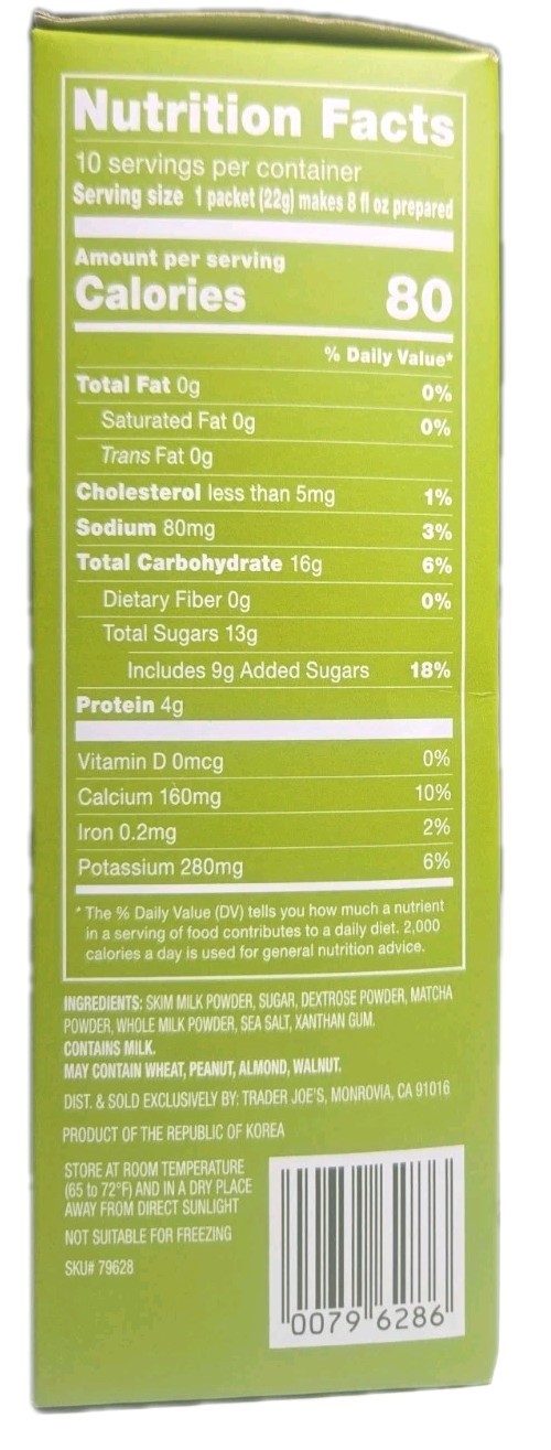 Trader Joe’s Instant Jeju Matcha Latte Packets 10 Count Per Box 7.76 oz (220 g)