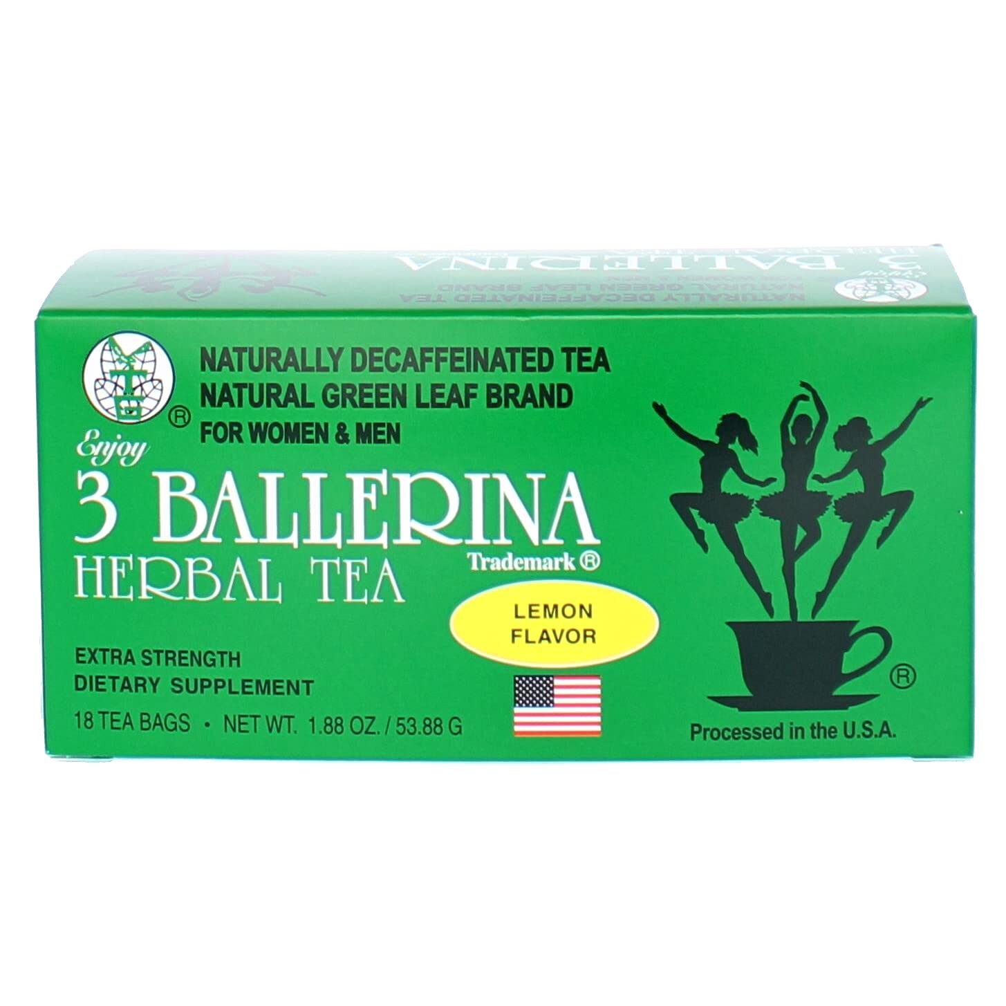 3 Ballerina Dieters Drink Extra Strength Lemon Tea 18 Bags 1.88 Ounce Pack