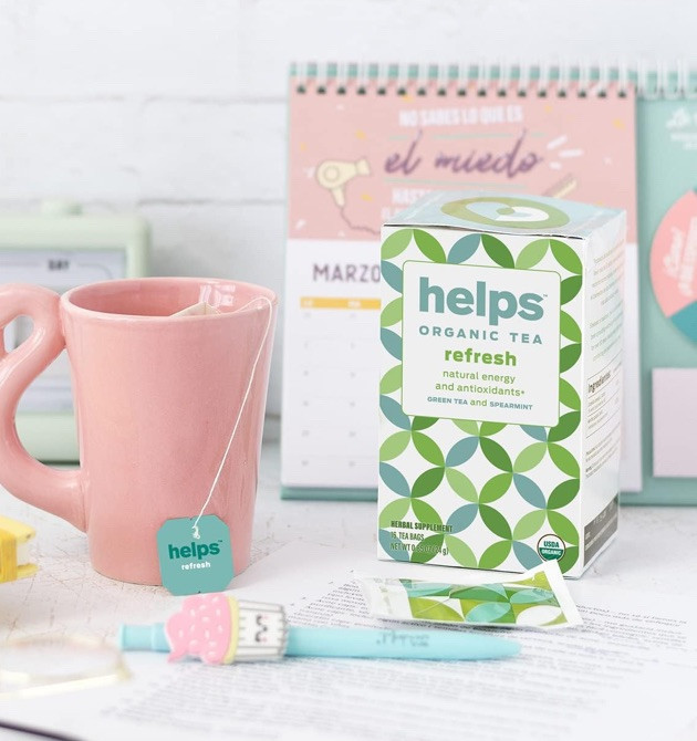 2) Boxes Helps Teas Refresh Organic Green Tea W/Spearmint Herbal 32 Tea Bags NIB