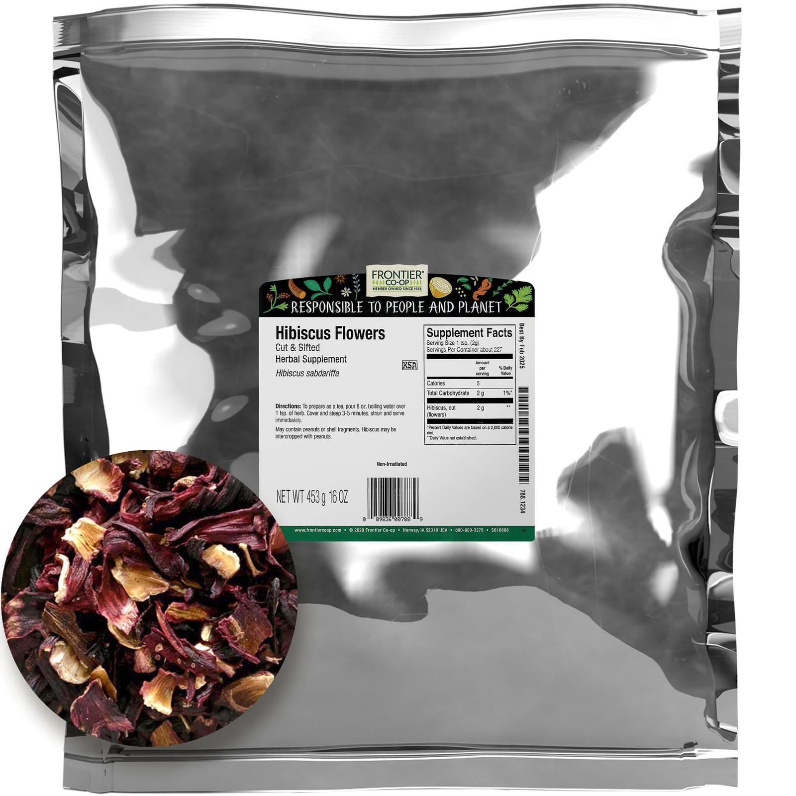 Hibiscus Flowers, Cut & Sifted, Kosher | 1 lb. Bulk No Color