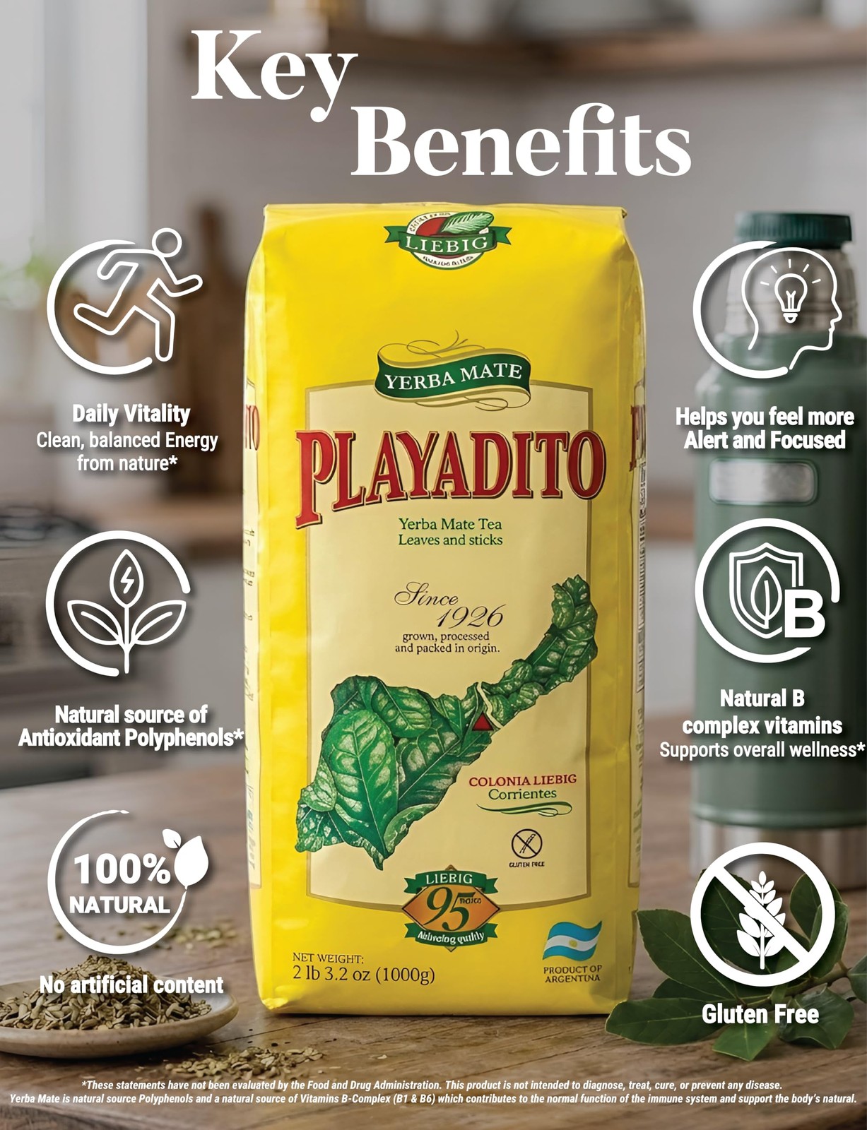 Yerba Mate Playadito 1 kg. | 2.2 lbs. – 2 Pack.