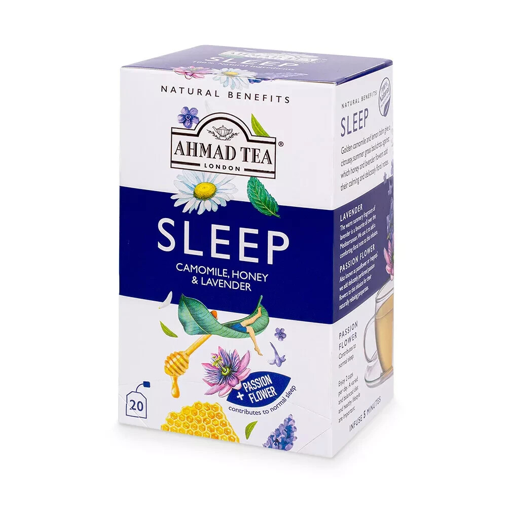 Ahmad Tea Sleep Herbal Tea Chamomile, Honey & Lavender Infusion Teabags 20 ct.