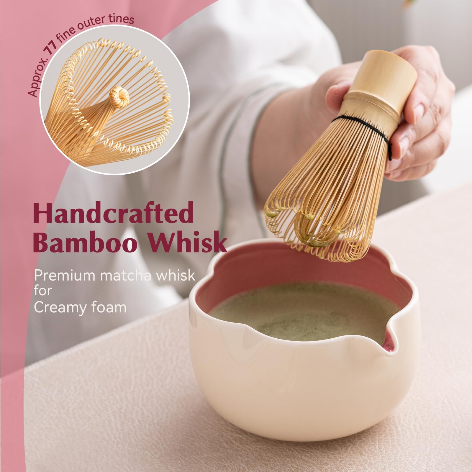 Matcha Set, 8Pcs Floral Ceramic Matcha Kit with Matcha Whisk, Holder, Scoop, …