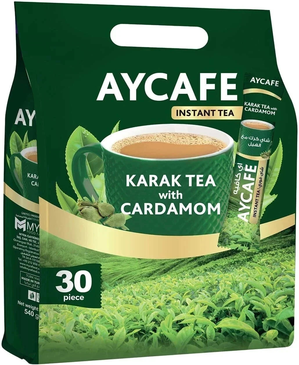 AYCAFE Karak Tea with Cardamom Pouch – 30 Sachets 540G free shipping world wide