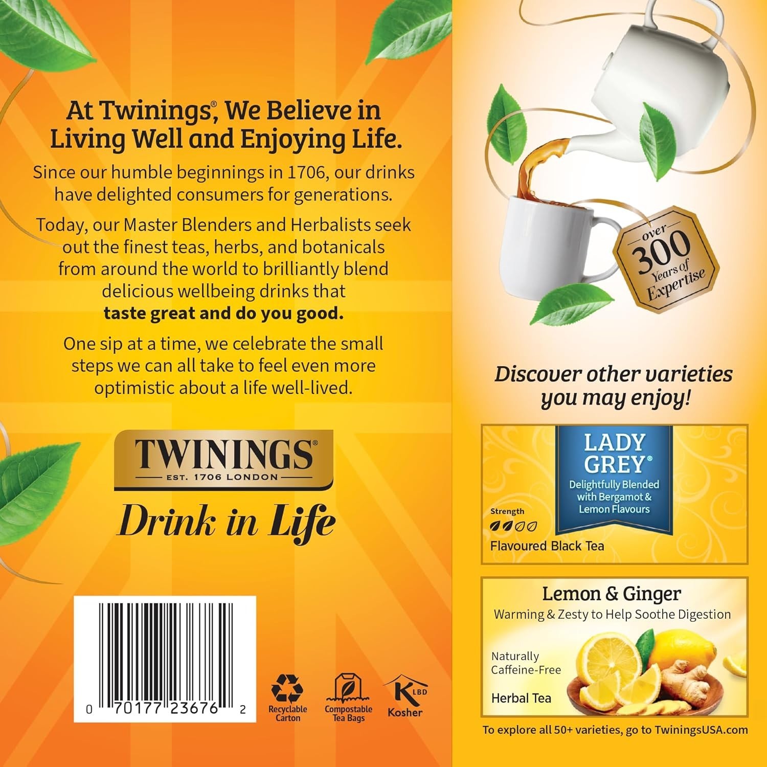 Classic Earl Grey Black Tea 100 Teabags Bergamot Citrus Flavor Uplifting