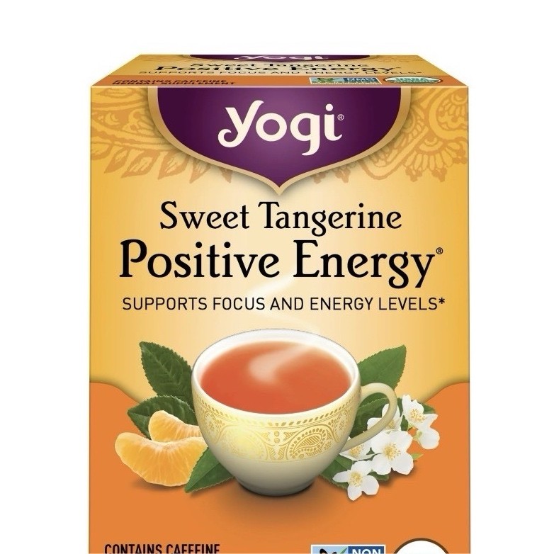 Yogi Sweet Tangerine Positive Energy Tea Bags, Contains Caffeine, Organic, 16 Ct
