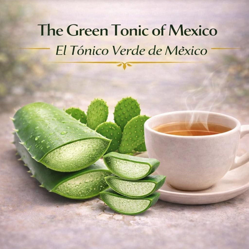 Sábila & Nopal Tea (Aloe Vera & Cactus Tea) – 100% Natural, Vegan | 25 Tea Bags