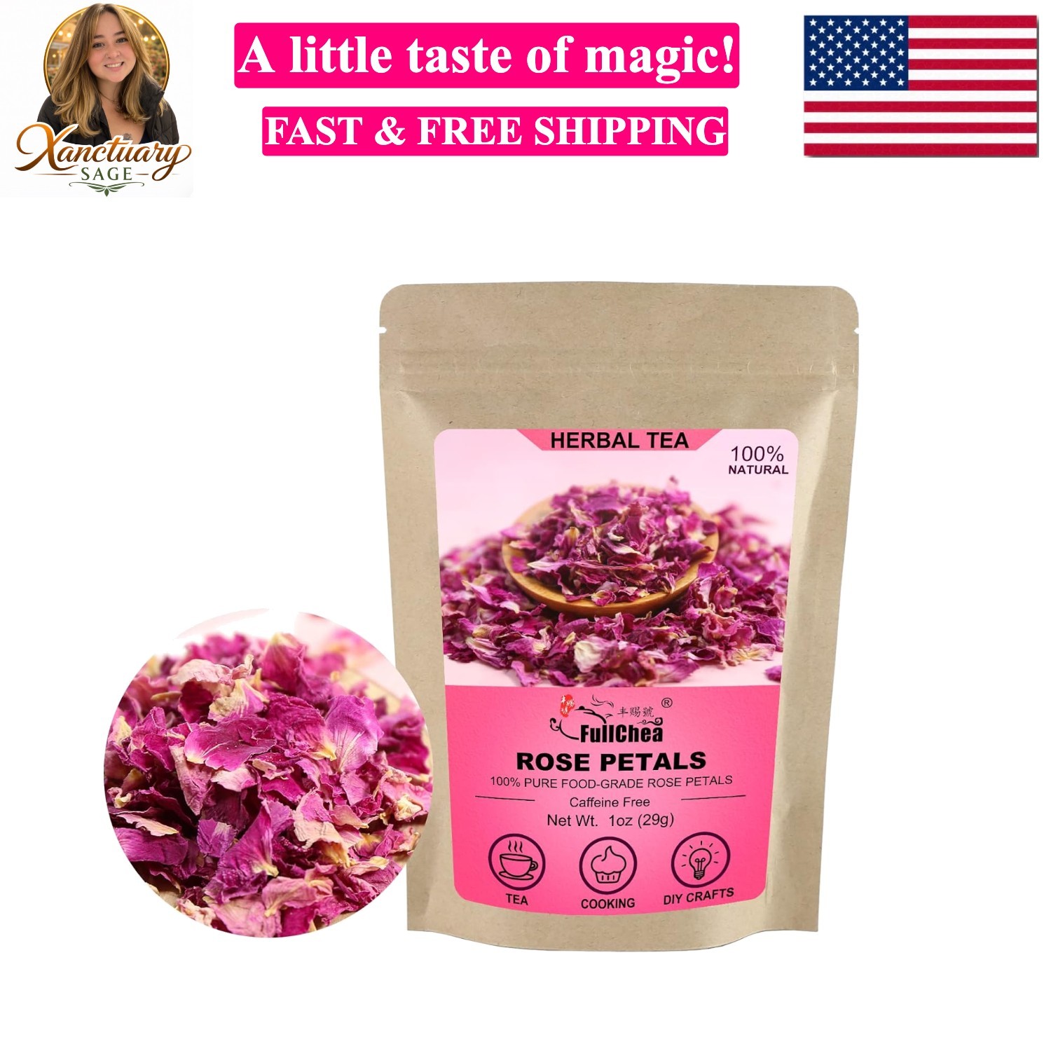 Dried Rose Petals – 1oz/29g – Edible Flowers Real Rose Petals – Non-GMO – Caf…