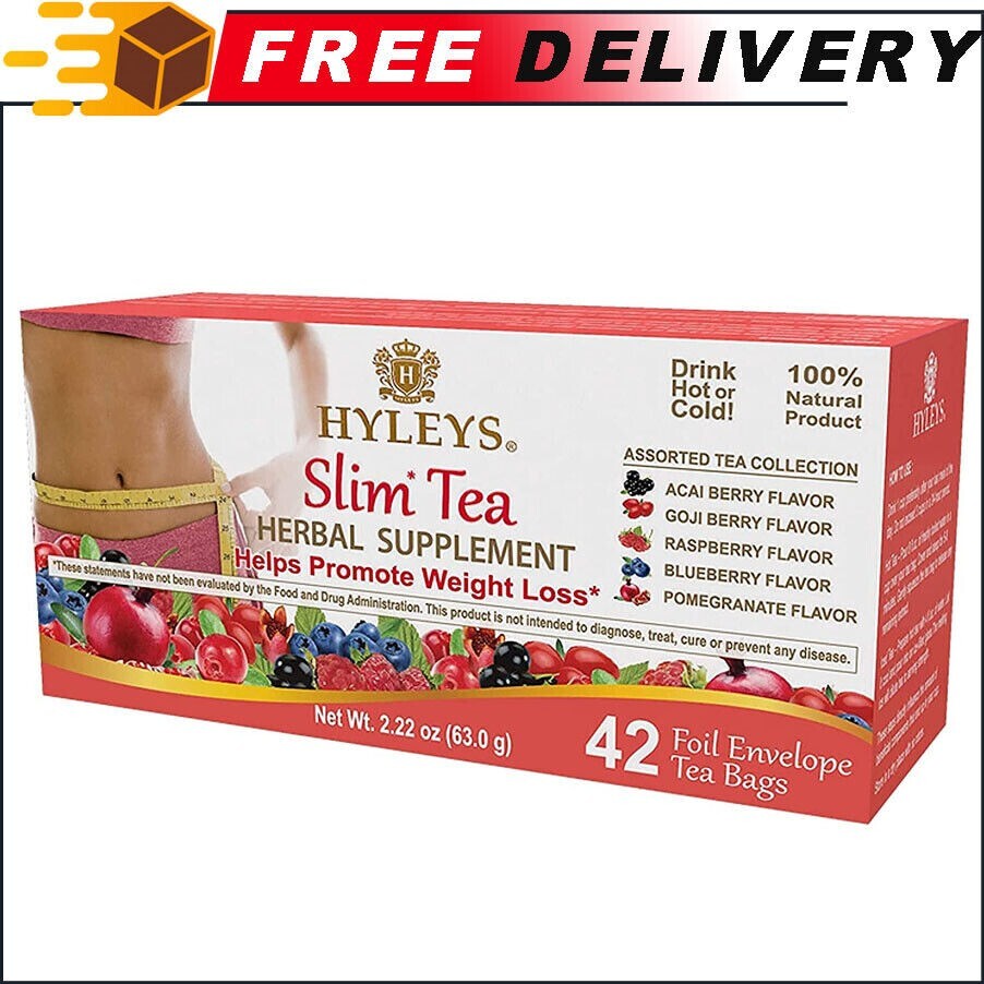 (2-PACK BUNDLE) Hyleys Slim Tea 42 Ct Assorted -Weight Loss Herbal (84 TEA BAGS)